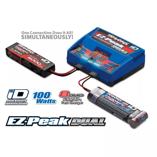 Charger, EZ-Peak Plus, 100W Duo LiPo/NiMH with iD Aut Bat EU