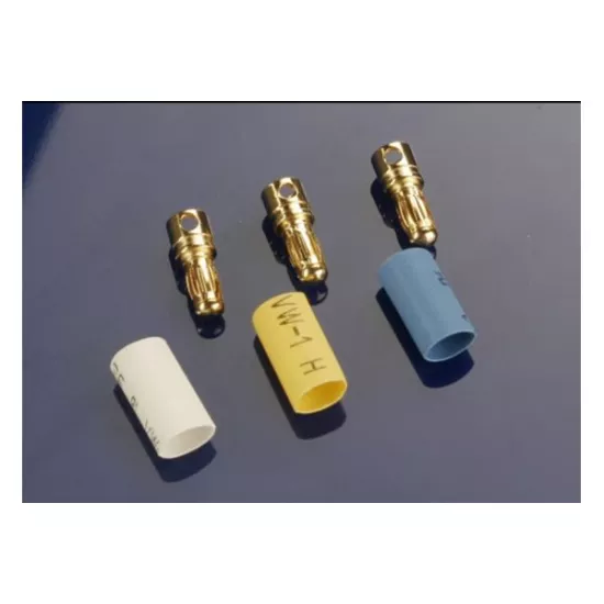Bullet connectors, male, 3.5mm (3) / heat shrink