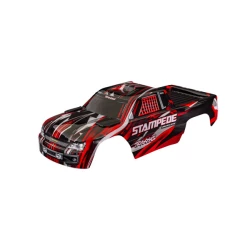 Body, Stampede  (also fits Stampede  VXL), red (painted, decals applied) (assembled with front & rear body mounts for clipless mounting)