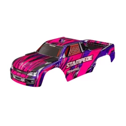 Body, Stampede (also fits Stampede VXL), pink (painted, decals applied) (assembled with front & rear body mounts for clipless mounting)