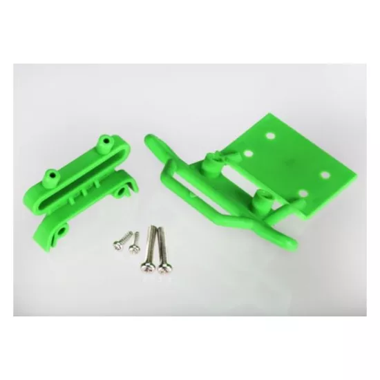 Bumper, front / bumper mount, front / 4x23mm RM (2)/ 3x10mm, TRX3621A