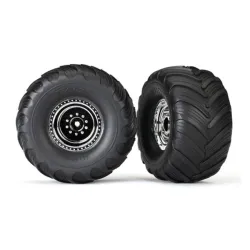 Tires & wheels, assembled, glued (chrome wheels, Terra Groov, TRX3665X