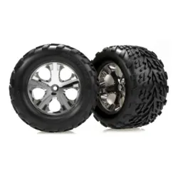 Tires & wheels, assembled, glued (2.8) (All-Star chrome whee, TRX3668