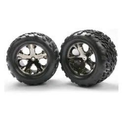 Tires & wheels, assembled, glued (2.8) (All-Star black chrom, TRX3668A