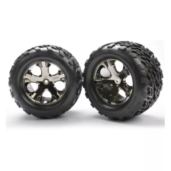 Tires & wheels, assembled, glued (2.8) (All-Star black chrom, TRX3668A