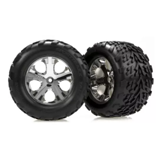 Tires & wheels, assembled, glued (2.8) (All-Star chrome whee, TRX3669