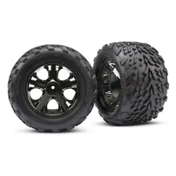 Tires & wheels, assembled, glued (2.8) (All-Star black chrom, TRX3669A
