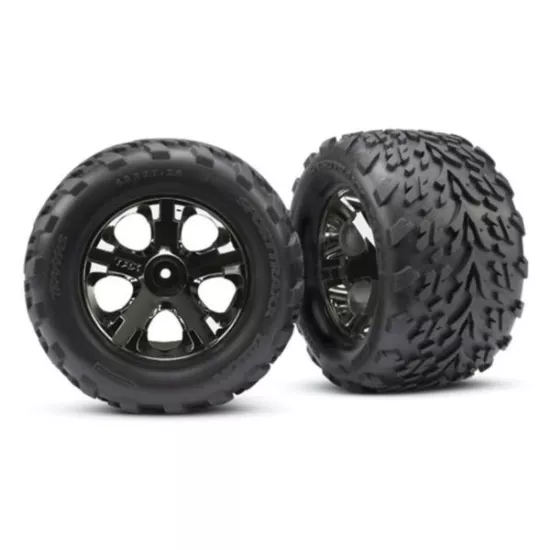 Tires & wheels, assembled, glued (2.8) (All-Star black chrom, TRX3669A