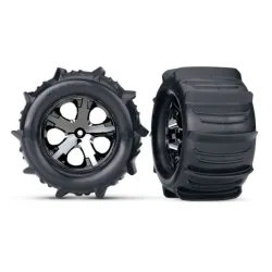 Tires & wheels, assembled, glued (2.8') Paddle (black chrome, TRX3689