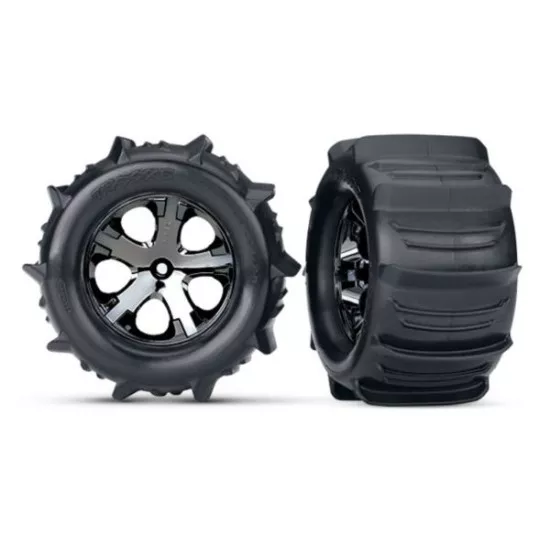 Tires & wheels, assembled, glued (2.8') Paddle (black chrome, TRX3689
