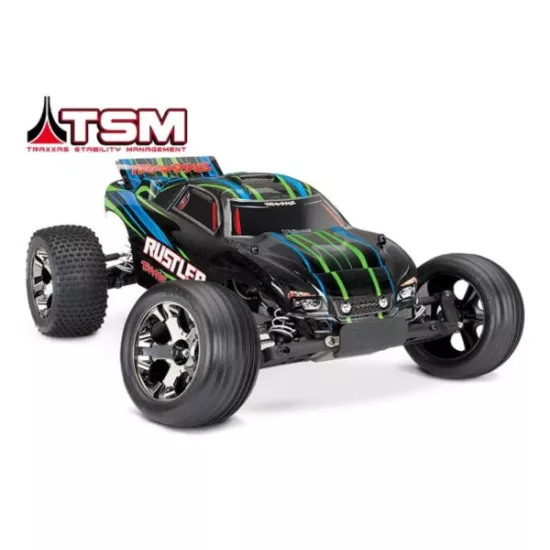 Traxxas Rustler VXL Brushless groen met TSM  zonder batterij en lader