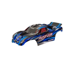 Body, Rustler  (also fits Rustler  VXL), blue (painted, decals applied) (assembled with front & rear body mounts for clipless mounting)