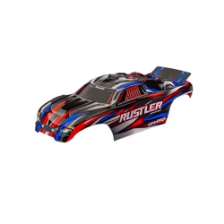 Body, Rustler  (also fits Rustler  VXL), red (painted, decals applied) (assembled with front & rear body mounts for clipless mounting)