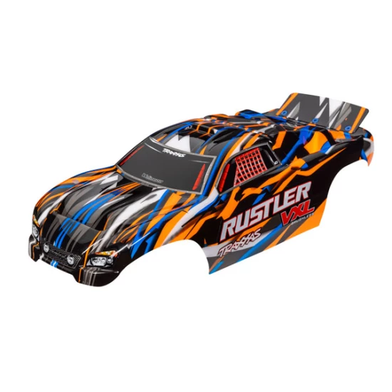 Body, Rustler VXL, orange (painted, decals applied)