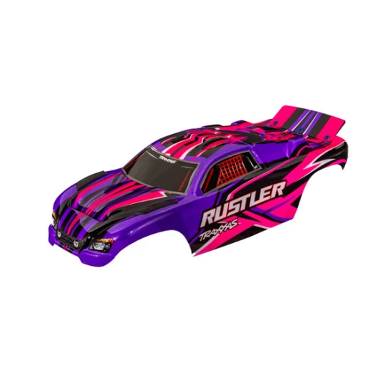 Body, Rustler  (also fits Rustler  VXL), pink (painted, decals applied) (assembled with front & rear body mounts for clipless mounting)