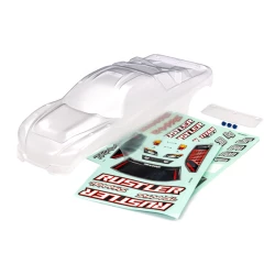 Body, Rustler  (also fits Rustler  VXL) (clear, requires painting)/ window, lights decal sheet/ wing and aluminum hardware (for clipless mounting)