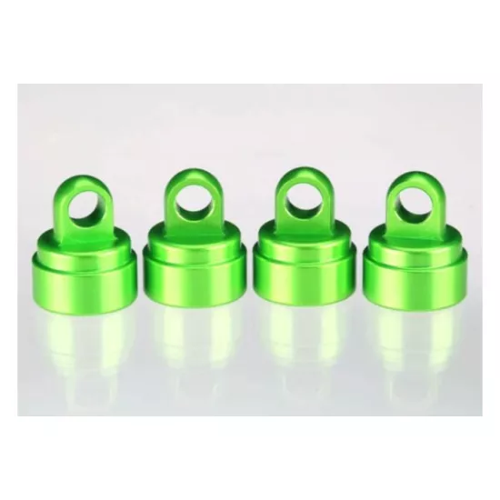 Shock caps, aluminum (green-anodized) (4) (fits all Ultra Sh, TRX3767G