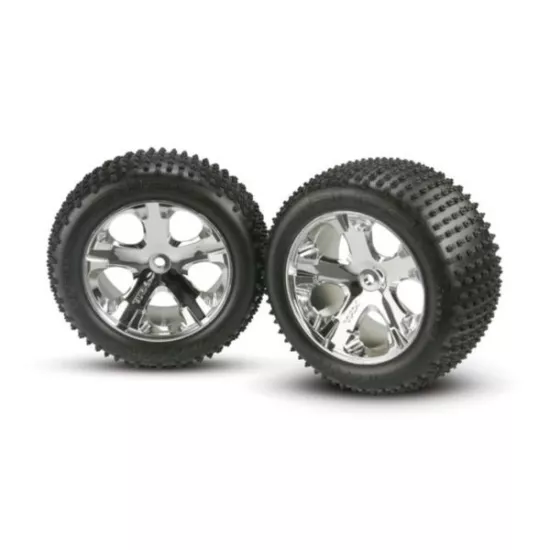 Tires & wheels, assembled, glued (2.8) (All-Star chrome whee