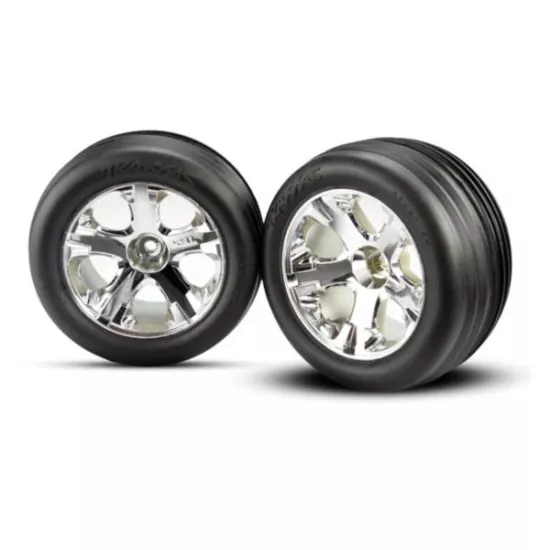 Tires & wheels, assembled, glued (2.8)(All-Star chrome wheel, TRX3771