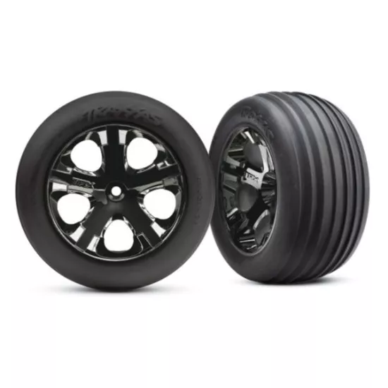 Tires & wheels, assembled, glued (2.8)(All-Star black chrome, TRX3771A