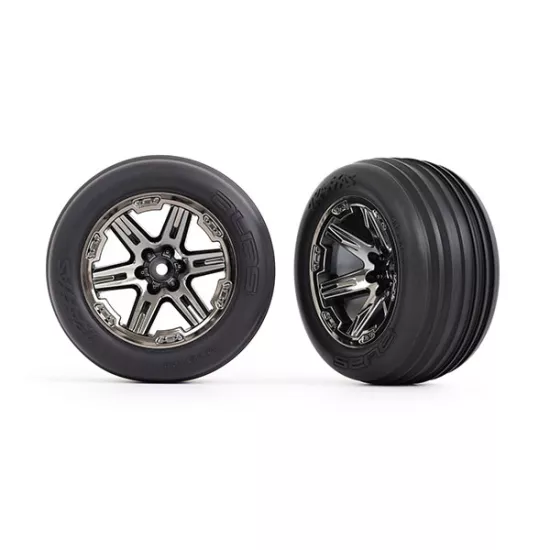 Tires & wheels, assembled, glued (2.8') (RXT black chrome wheels, ribbed tires, foam inserts) (electric front) (2)