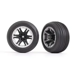 Tires & wheels, assembled, glued (2.8') (RXT black & satin wheels, ribbed tires, foam inserts) (electric front) (2)