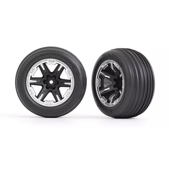 Tires & wheels, assembled, glued (2.8') (RXT black chrome wheels, ribbed tires, foam inserts) (electric front) (2)