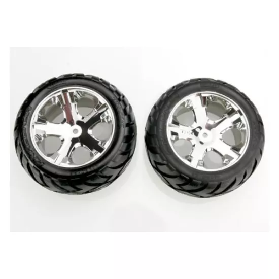 Tires & wheels, assembled, glued (All Star chrome wheels, An, TRX3773