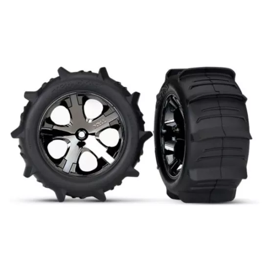 Tires & wheels, assembled, glued Paddle (All-Star black chro, TRX3776