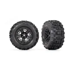 Tires & wheels, assembled, glued (black 2.8' wheels, Sledgehammer tires, foam inserts) (electric rear) (2) (TSM rated)