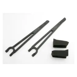 Hold downs, battery, left & right (2)/ foam spacers (2) (fit, TRX3927