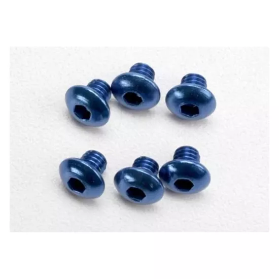Screws, 4x4mm button-head machine, aluminum (blue) (hex driv, TRX3940