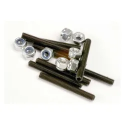 Set (grub) screws, 3x25mm (8)/ 3mm nylon locknuts (8), TRX3962
