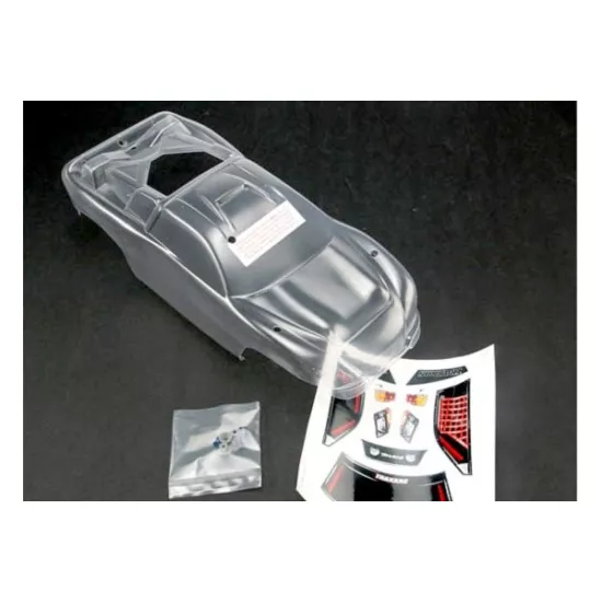 Body, Nitro Rustler (clear, requires painting)/window, grill, TRX4412