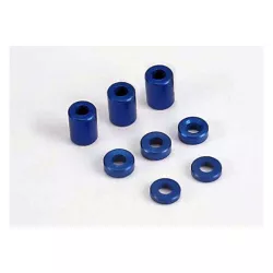 Blue-anodized, aluminum spacers (3x6x8mm) (3)/ (3x6x1.5mm) (