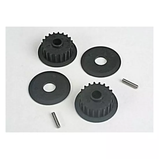 Pulleys, 20-groove (middle) (2)/flanges (2)/ axle pins (2), TRX4895