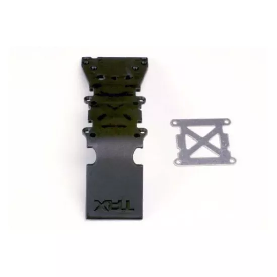 Skidplate, front plastic (black)/ stainless steel plate, TRX4937