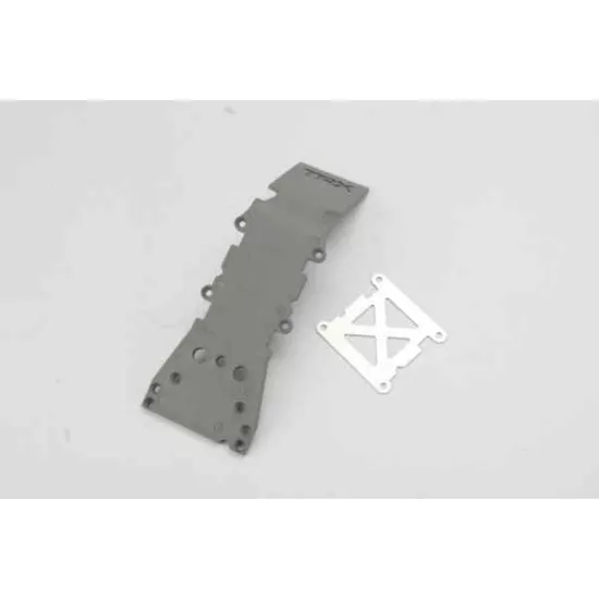 Skidplate, front plastic (grey)/ stainless steel plate, TRX4937A