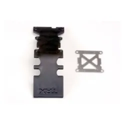 Skidplate, rear plastic (black)/ stainless steel plate, TRX4938