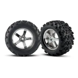 Tires & wheels, assembled, glued (Hurricane chrome wheels, T, TRX4973R