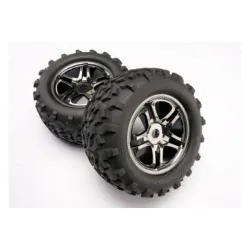 Tires & wheels, assembled, glued (SS (Split Spoke) black ch, TRX4983A