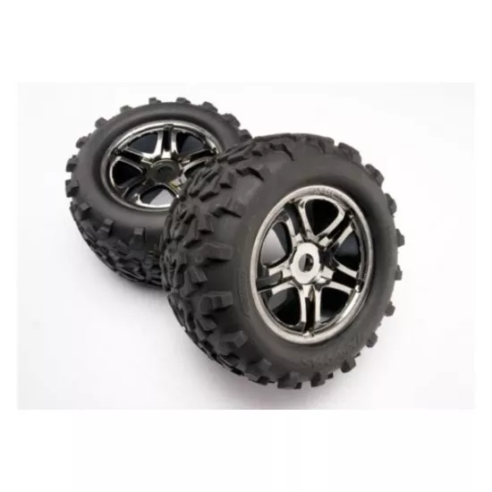 Tires & wheels, assembled, glued (SS (Split Spoke) black ch, TRX4983A