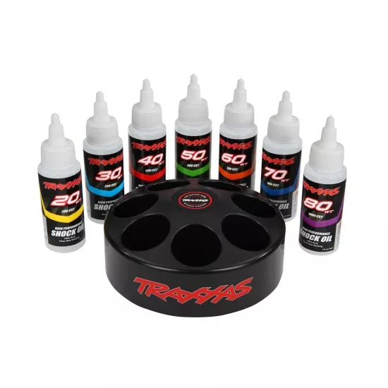 Spinning carousel rack (includes 20 wt, 30 wt, 40 wt, 50 wt, 60 wt, 70 wt, & 80 wt premium shock oils)
