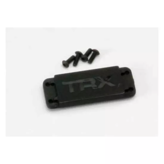 Cover plate, steering servo/ 3x8 BCS (4), TRX5326X