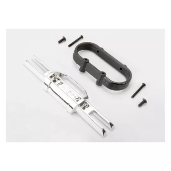 Bumper, rear (chrome)/ bumper mount, rear/ 4x10mm BCS (2)/ 3, TRX5336A