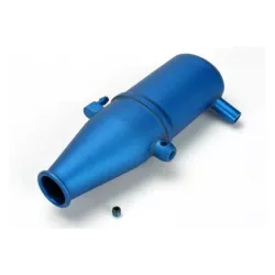 Tuned pipe, aluminum, blue-anodized (dual chamber with press, TRX5342