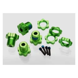 Wheel hubs, splined, 17mm (green-anodized) (4)/ wheel nuts,, TRX5353G