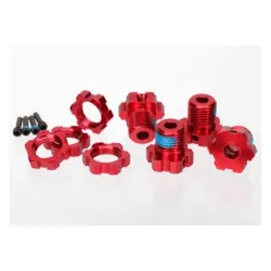 Wheel Hubs, splined, 17mm (red-anodized)(4)/wheel nuts, spli, TRX5353R