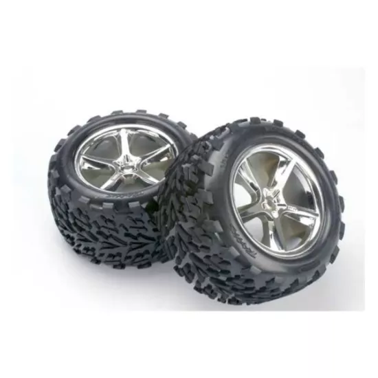 Tires & wheels, assembled, glued (Gemini chrome wheels, Talo, TRX5374