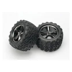 Tires & wheels, assembled, glued (Gemini black chrome wheels, TRX5374A